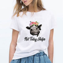 Load image into Gallery viewer, Cow Heifer Flowers Casual Woman T-Shirt