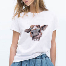 Load image into Gallery viewer, Cow Heifer Flowers Casual Woman T-Shirt