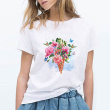 Load image into Gallery viewer, Cow Heifer Flowers Casual Woman T-Shirt
